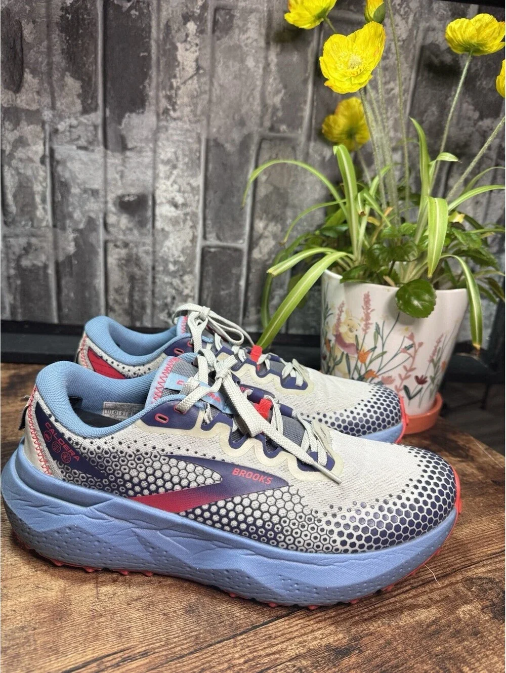 Brooks Caldera 6 Blue/Gray/Red Geometric Low Top Lace-Up Men's Sneaker